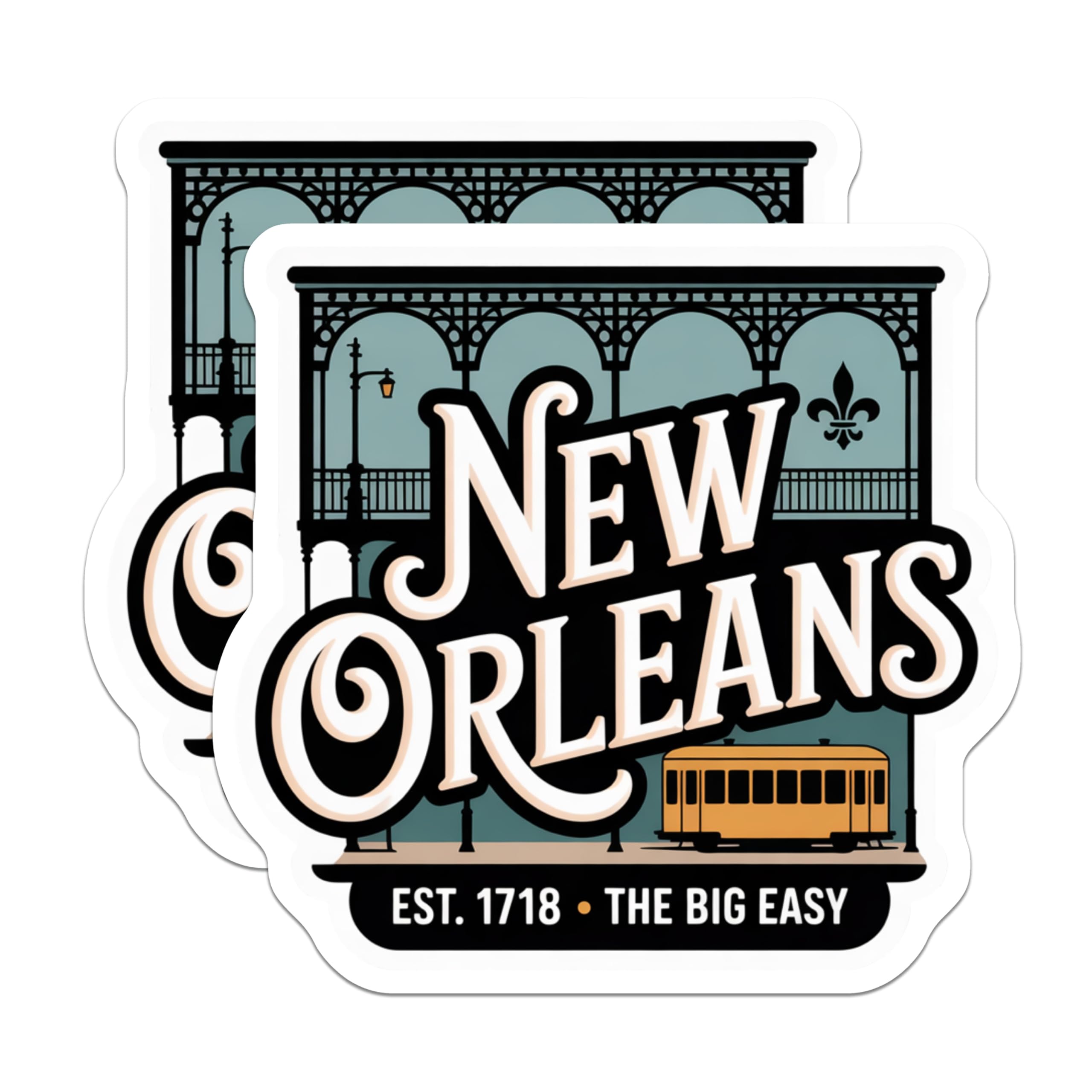 (2 Pack) New Orleans Magnets - Big Easy Decor - Louisiana Travel Souvenir - 5" On Longest Side - Premium Magnet - for Cars, Refrigerators, Toolboxes, Lockers - Made in USA - MAG18538