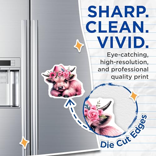 (2 Pack) Cute Cow Magnets - Floral Cow Decor Magnets - Pink Cow Fridge Magnets - Animal Lovers Magnets - 5" On Longest Side - for Cars, Refrigerators, Toolboxes, Lockers - Made in USA MAG3610