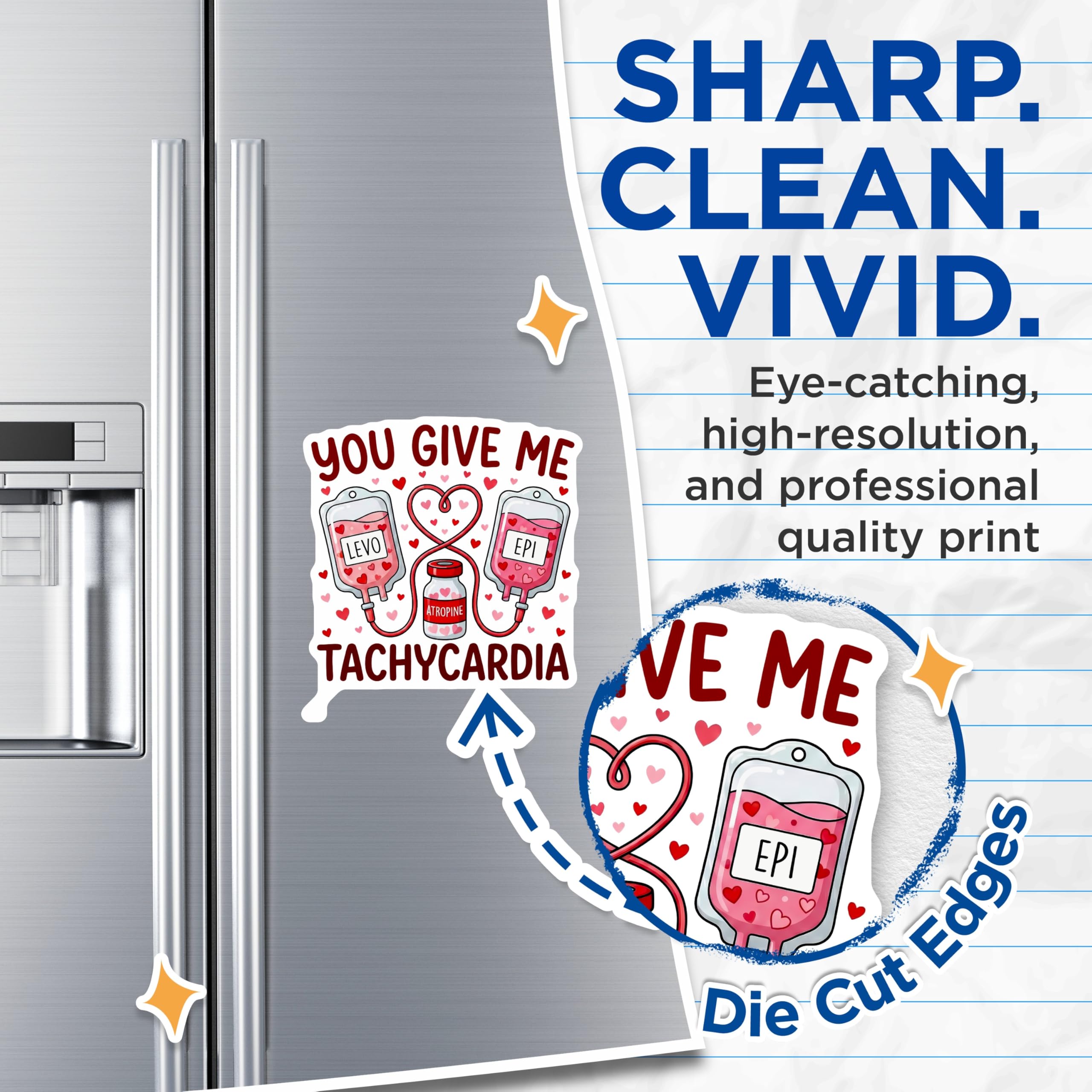 (2 Pack) You Give Me Tachycardia Magnets - Nurse Medical Gift - Doctor Magnet - 5" On Longest Side - Premium Magnet - for Cars, Refrigerators, Toolboxes, Lockers - Made in USA - MAG17067