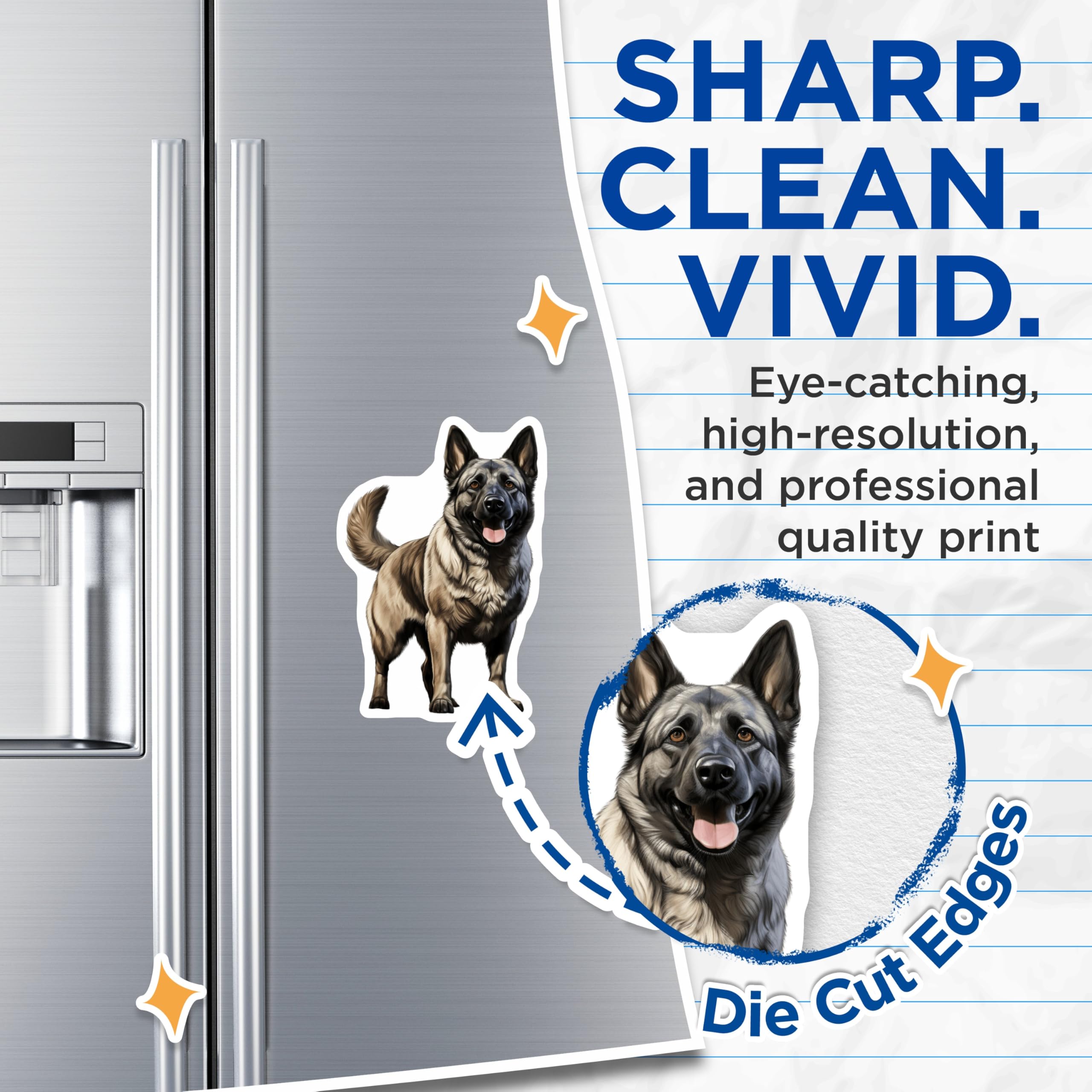 (2 Pack) German Shepherd Magnets - Dog Breed Decor - Canine Lover Accessory - Pet Owner Fridge Magnet - 5 Inches On Longest Side - Thick Durable Magnet - Made in USA - MAG26818