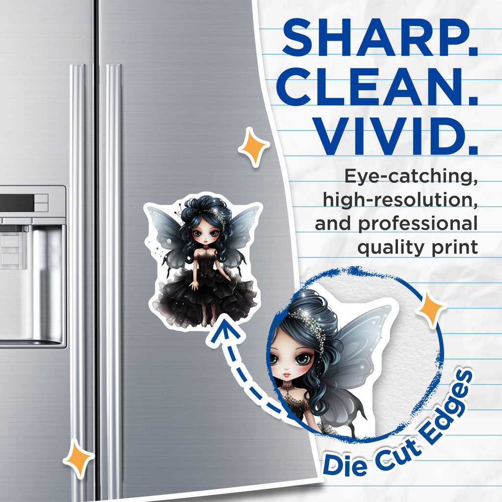 (2 Pack) Dark Fantasy Fairy Magnets - Gothic Lolita Decor - Whimsigoth Art - Mystical Creature - 5 Inches On Longest Side - Thick Durable Magnet - Made in USA - MAG36615