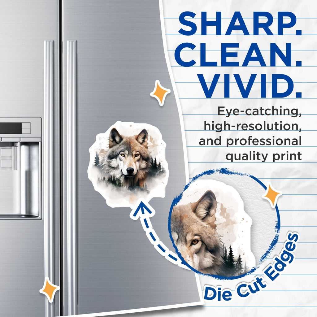 (2 Pack) Wolf Art Magnets - Nature Inspired - Animal Lover's Ative Magnets - 5" On Longest Side - for Cars, Fridges, Toolboxes - Made in USA - MAG3804