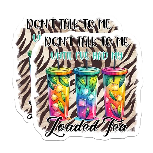 (2 Pack) Don't Talk to Me Until I've Had My Loaded Tea Magnets - Funny Kitchen Decor - 5" On Longest Side - for Cars, Fridges, Toolboxes - Made in USA - MAG8300