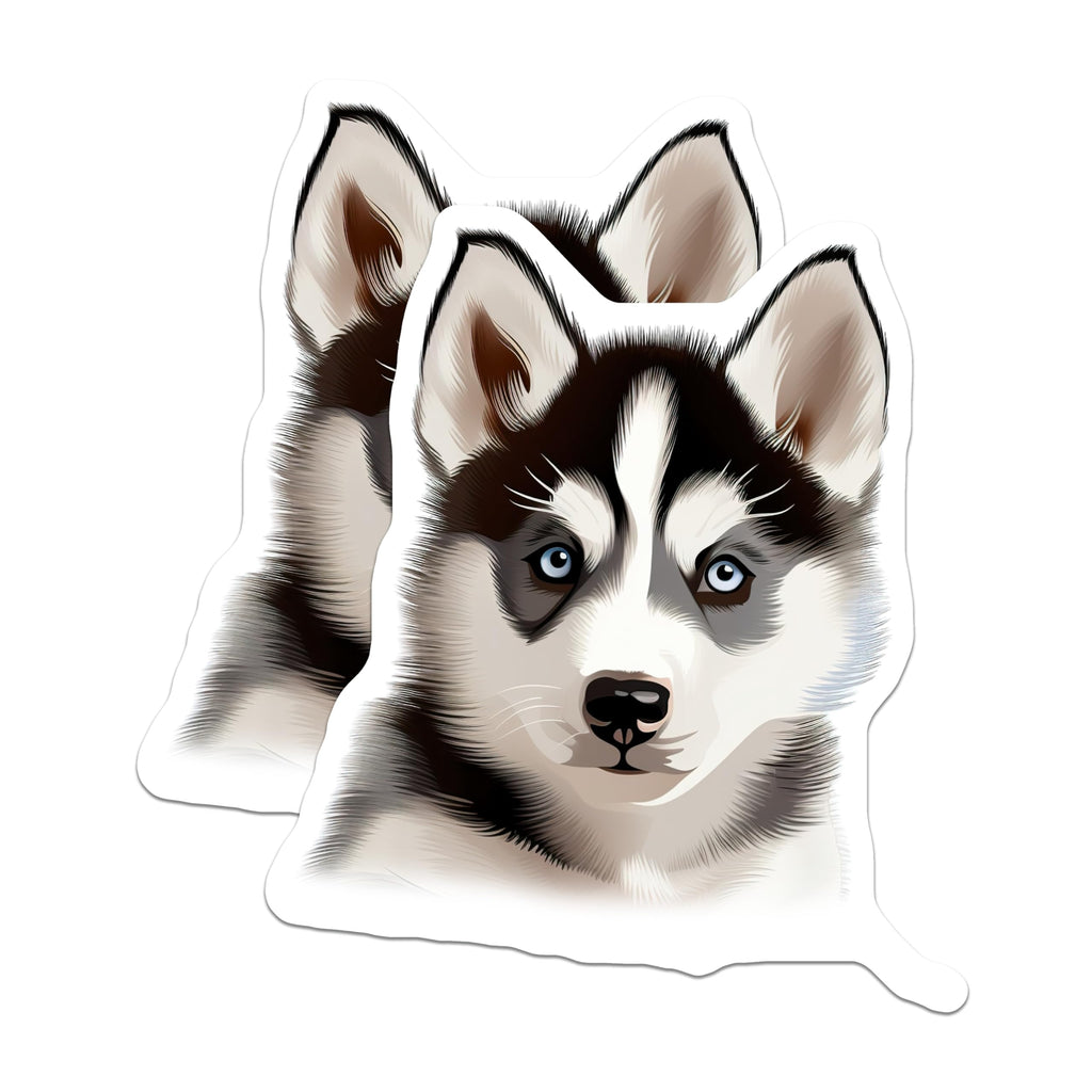 (2 Pack) Husky Puppy Magnets - Dog Lover Decor - Pet Owner Kitchen Accessories - 5 Inches On Longest Side - Thick Durable Magnet - Made in USA - MAG26596