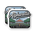 (2 Pack) Alpharetta Georgia Magnets - Technology City of the South - Est 1858 Southern Charm - City Landmark Souvenirs - 5 Inches On Longest Side - Thick Durable Magnet - Made in USA - MAG19229