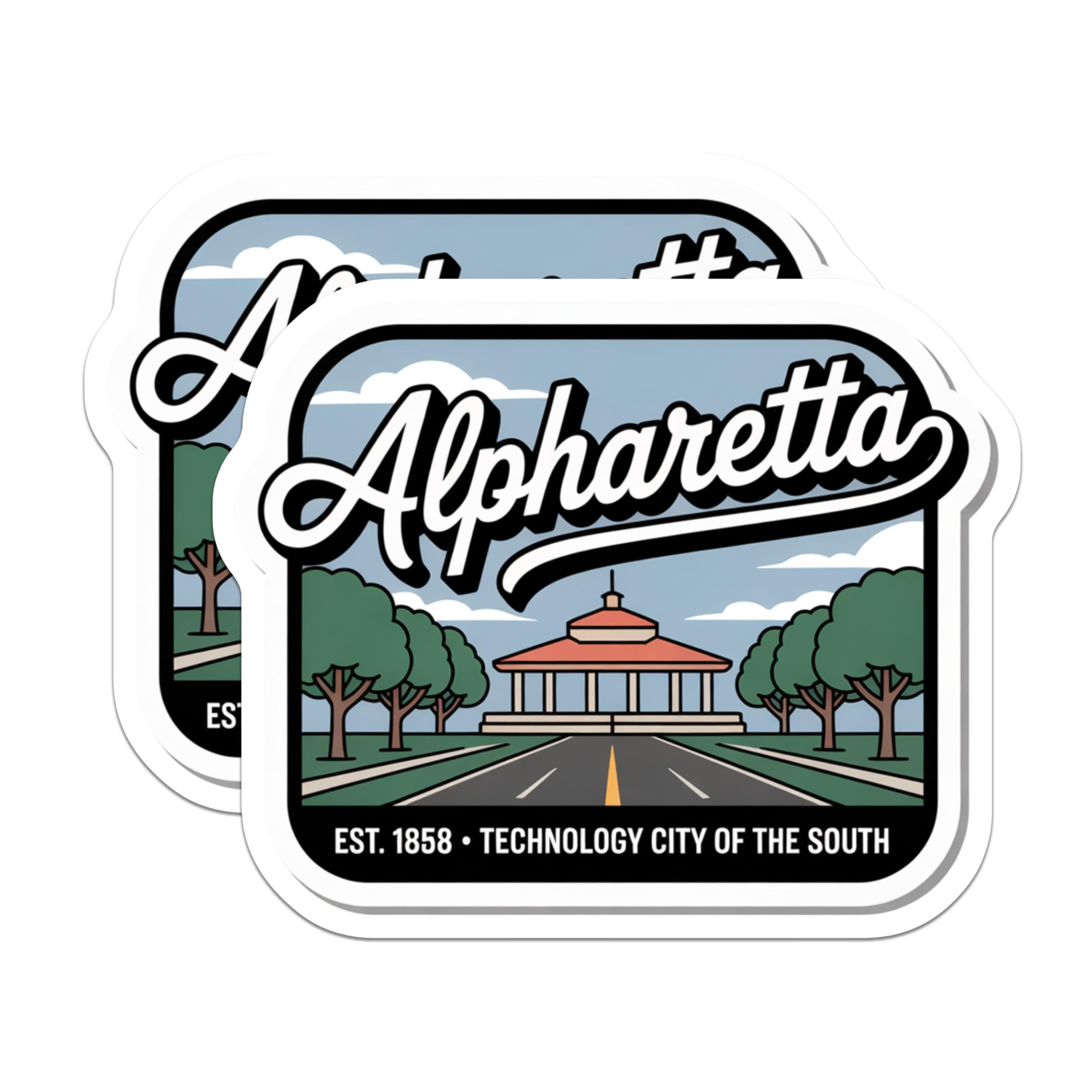 (2 Pack) Alpharetta Georgia Magnets - Technology City of the South - Est 1858 Southern Charm - City Landmark Souvenirs - 5 Inches On Longest Side - Thick Durable Magnet - Made in USA - MAG19229