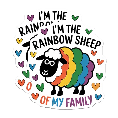 (2 Pack) Rainbow Sheep Magnets Magnets - Funny Family Decor - LGBTQ Pride Accessories - 5" On Longest Side - Made in USA - Sticks to Refrigerators & Metal Surfaces - MAG9164