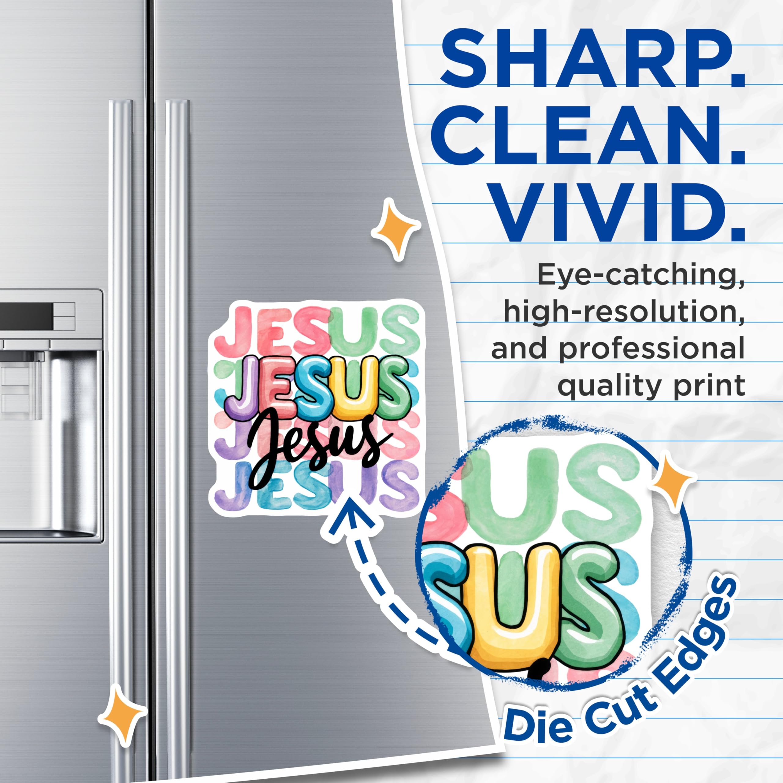 (2 Pack) Jesus Magnets - Christian Theme - Religious Fridge Decor - 5" On Longest Side - Premium Magnet - for Cars, Refrigerators, Toolboxes, Lockers - Made in USA - MAG14916