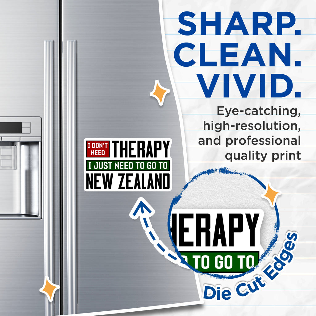 (2 Pack) New Zealand Travel Magnets - Therapy New Zealand Quote - Refrigerator Decor Accessory - 5 Inches On Longest Side - Thick Durable Magnet - Made in USA - MAG39884