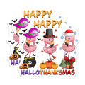 (2 Pack) Holiday Flamingo Magnets - Halloween Thanksgiving Christmas Decor - Funny Hallothanksmas - 5" On Longest Side - Sticks to Smooth Flat Surfaces - Made in USA - MAG11109