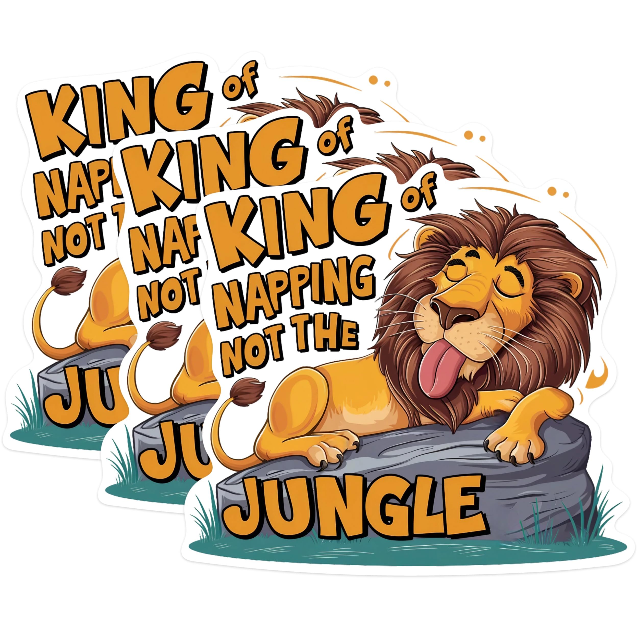 (3 Pack) Napping Lion Decals - King of Jungle - Lazy Animal Decal - 3 Inches On Longest Side - Easy Peel & Apply - Made in USA - 3MCS0899
