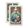 (2 Pack) Cool Dad Skull Stickers - Beer Lovers Sticker - Funky Dad Skeleton Decal - 5" On Longest Side - Sticks to Smooth Flat Surfaces - Made in USA - BMCS5370