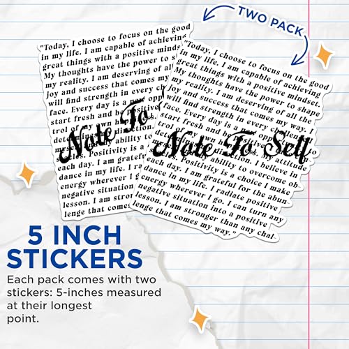 (2 Pack) Positive Affirmation Stickers - Inspirational Quote Stickers - Personal Growth Stickers - 5" On Longest Side - Sticks to Any Smooth Flat Surface - Made in USA - BMCS3018