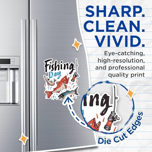 (2 Pack) Fishing Day Magnets - Fish Theme Magnets - Fishing Enthusiast Magnets- 5" On Longest Side - for Fridges, Toolboxes, Cars - Made in USA - MAG2624