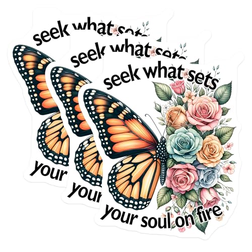 (3 Pack) Monarch Butterfly Decals - Floral Art - Motivational Laptop Decal - 3 Inches On Longest Side - Easy Peel & Apply - Made in USA - 3MCS8492