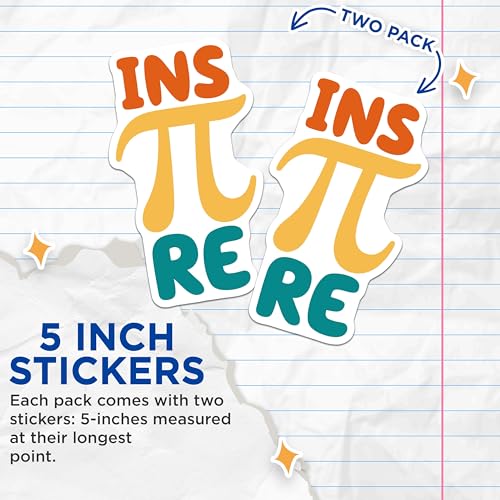 (2 Pack) Inspire Pi Stickers - Motivational Math - Educational Geek - 5" On Longest Side - Sticks to Smooth Flat Surfaces - Made in USA - BMCS8171