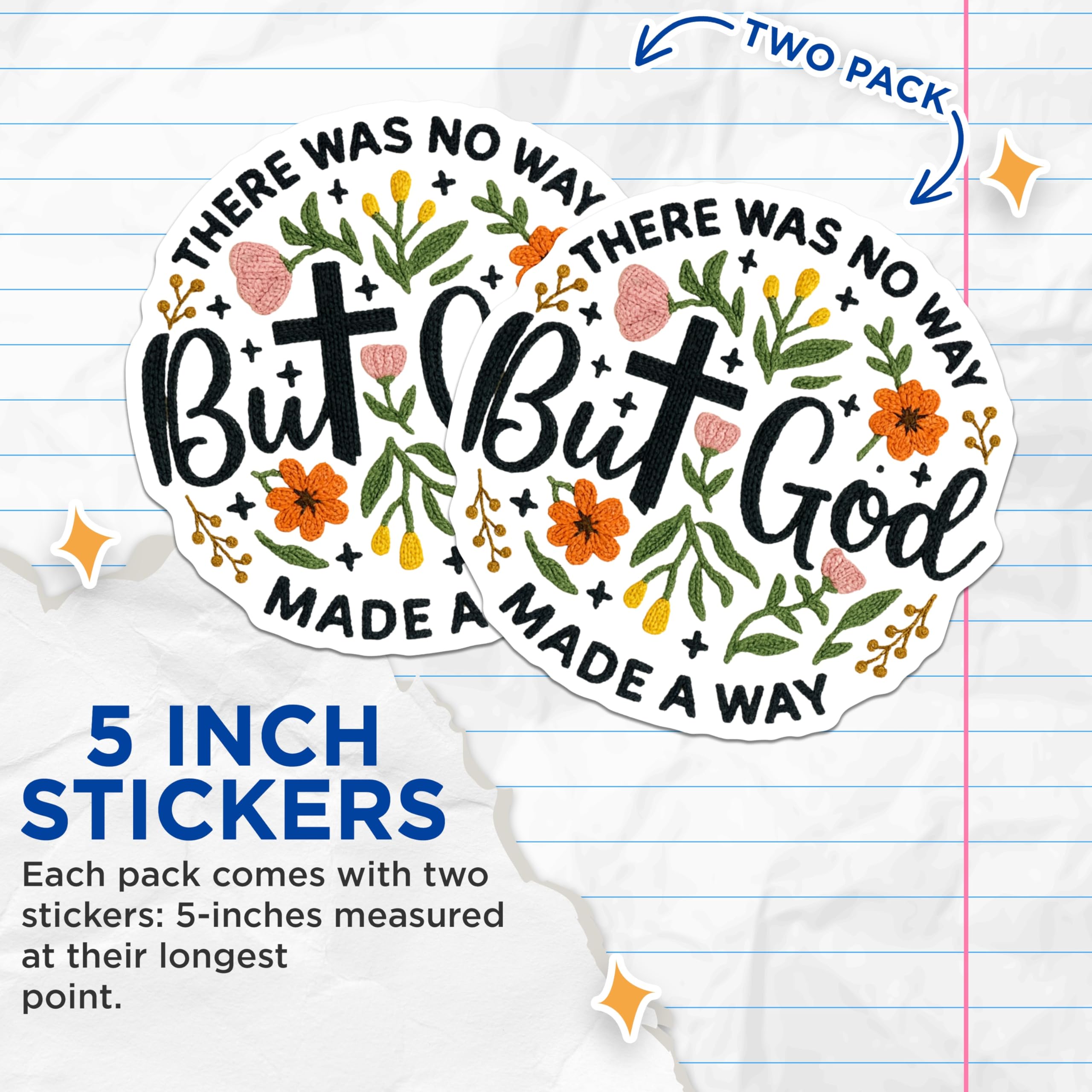 (2 Pack) Christian Stickers - There was No Way Sticker - Religious Decal- 5" On Longest Side - Sticks to Smooth Flat Surfaces - Made in USA - BMCS16480