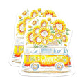 (2 Pack) Wander Sunflower Van Stickers - Retro Flower Power Stickers - Adventure Van Life Decals - 5" On Longest Side - Sticks to Smooth Flat Surfaces - Made in USA - BMCS5550
