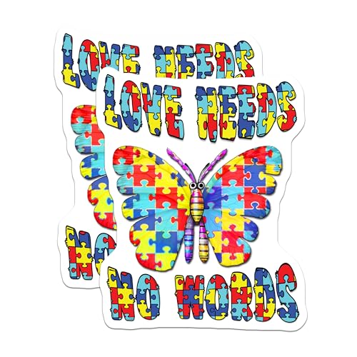 (2 Pack) Autism Awareness Magnets - Puzzle Piece Design - Inspirational Quote - Butterfly Magnets - 5" On Longest Side - for Cars, Fridges, Toolboxes - Made in USA - MAG6700