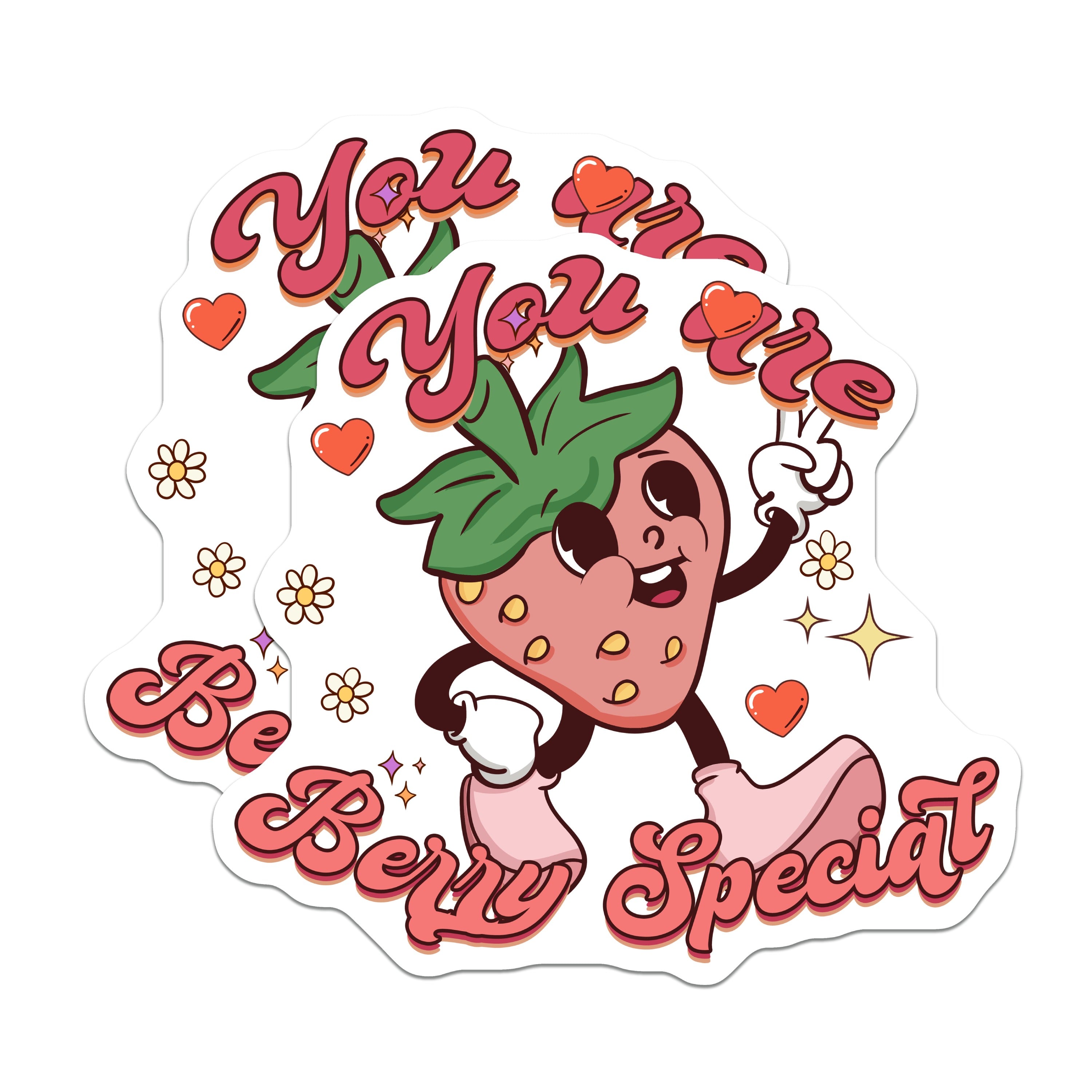 (2 Pack) You are Berry Special Magnets - Retro Strawberry Cartoon - Positive Vibe Decor - Cute Friend Recognition - 5 Inches On Longest Side - Thick Durable Magnet - Made in USA - MAG37717