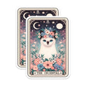 (2 Pack) Cute Cat Stickers - Floral Design Stickers - Animal Art Stickers - Sticker for Laptop - 5" On Longest Side - Sticks to Smooth Flat Surfaces - Made in USA - BMCS5242