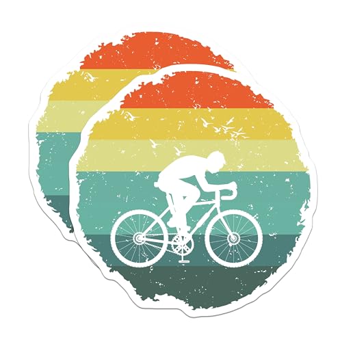 (2 Pack) Retro Bike Ride Stickers - Cycling Decal Stickers - Vintage Bicycle Stickers - 5" On Longest Side - Sticks to Smooth Flat Surfaces - Made in USA - BMCS5547