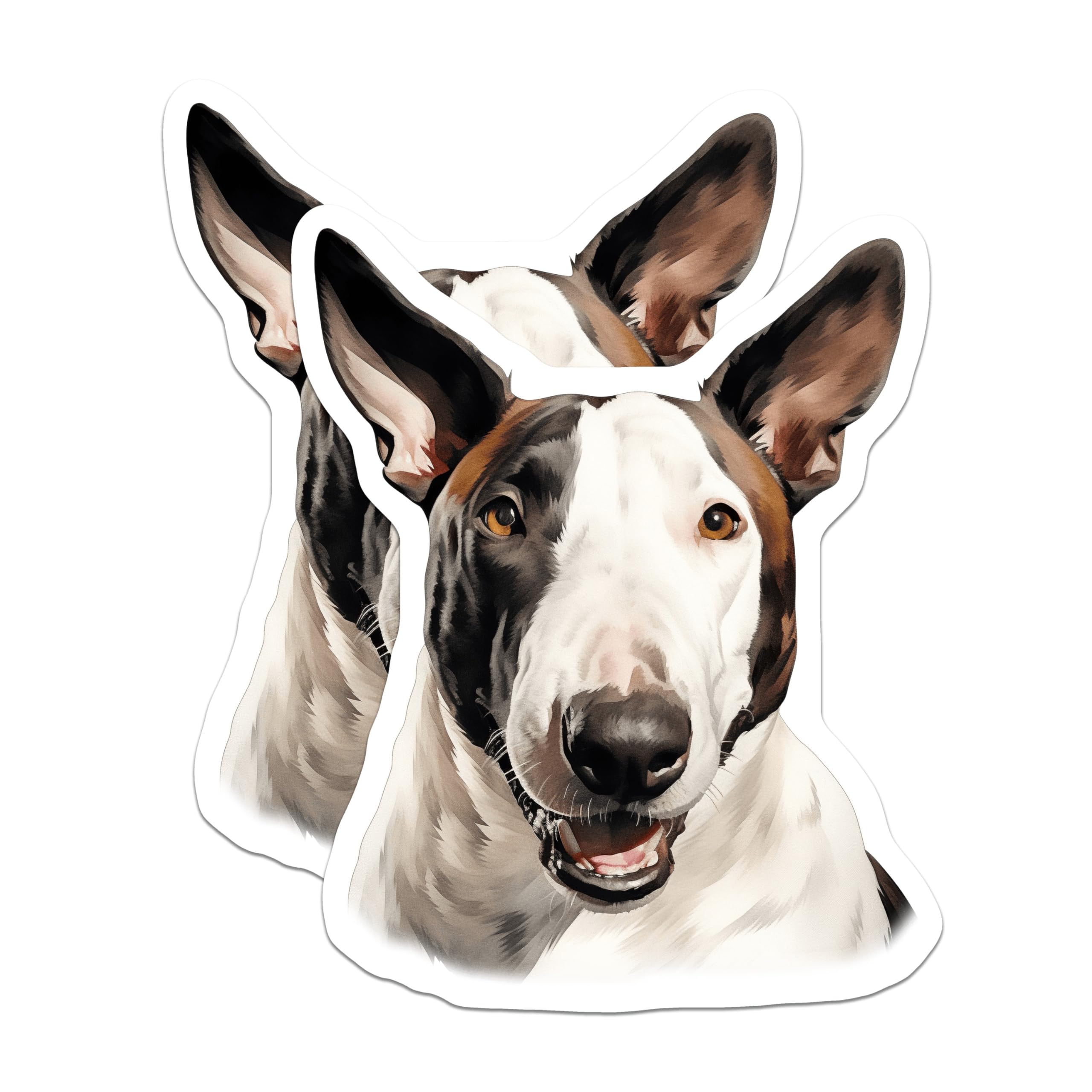 (2 Pack) Bull Terrier Magnets - Dog Lover Fridge Decor - Pet Parent Appreciation - Animal Portrait - 5 Inches On Longest Side - Thick Durable Magnet - Made in USA - MAG26227