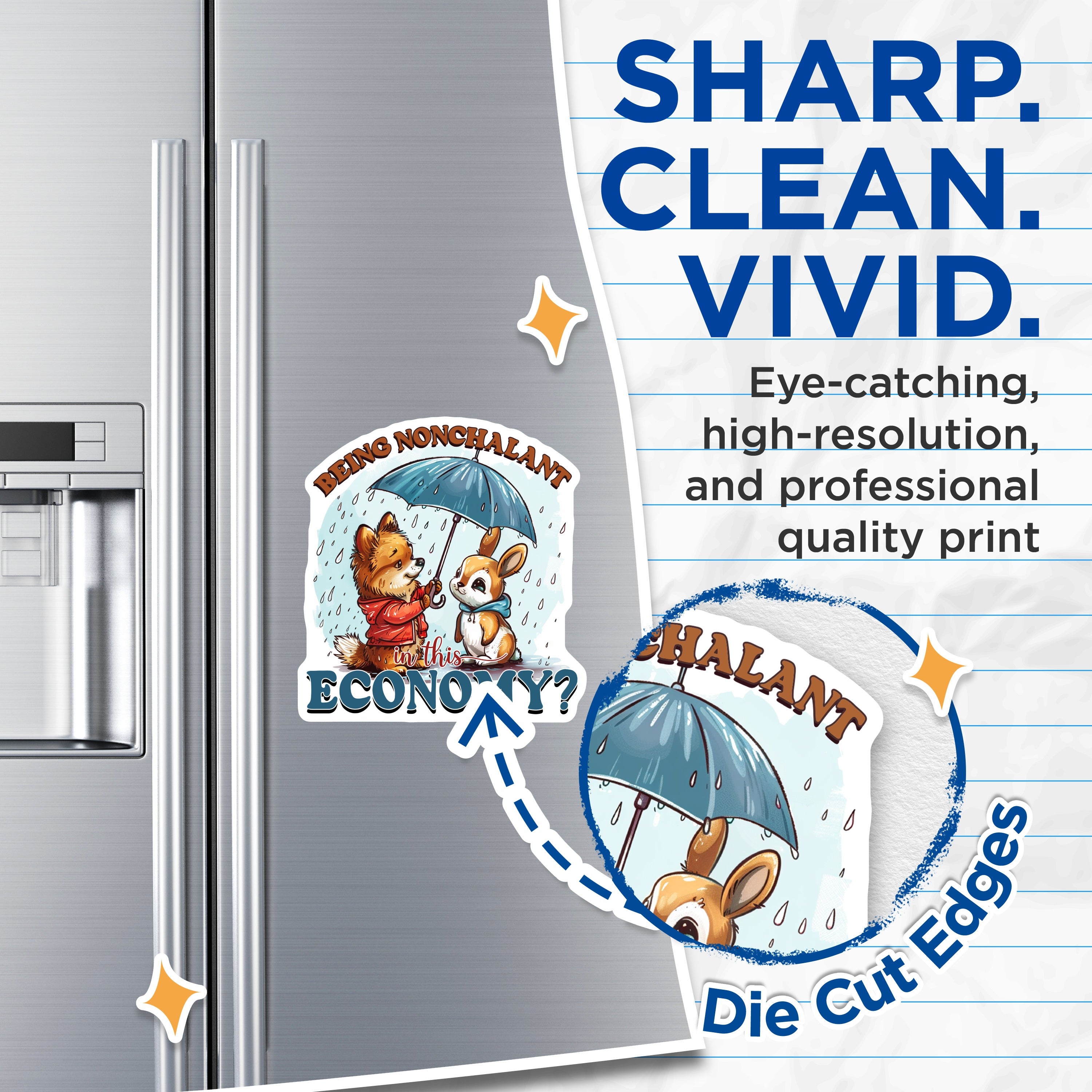 (2 Pack) Being Nonchalant in Economy Magnets - Funny Animal Meme Decor - Cute Corgi Bunny Refrigerator Locker - 5 Inches On Longest Side - Thick Durable Magnet - Made in USA - MAG39773