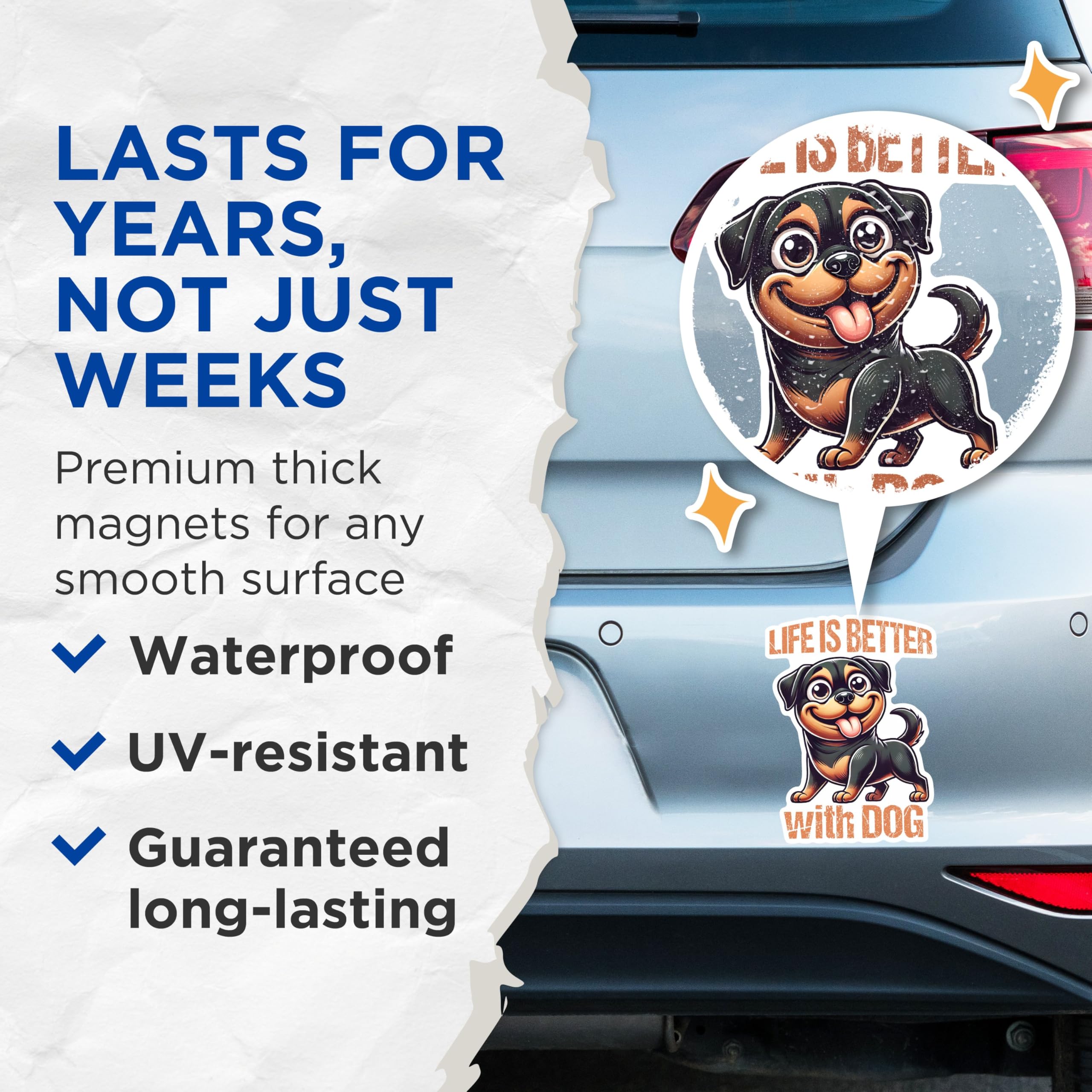 (2 Packs) Life is Better with Dog Magnets - German Shepherd Magnets - 5 Inches On Longest Side - Premium Magnet - for Fridges, Toolboxes, Cars - Made in USA - MAG2399