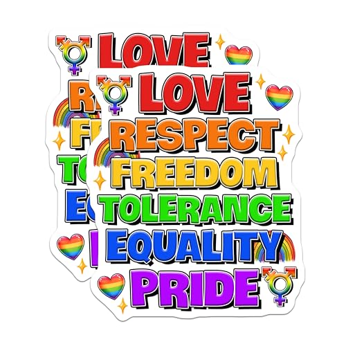 (2 Pack) Love Respect Freedom Tolerance Equality Pride Magnets - Rainbow Pride - LGBTQ Equality - Inspirational Words - 5" On Longest Side - for Cars, Fridges, Toolboxes - Made in USA - MAG8271