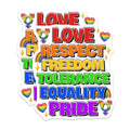 (2 Pack) Love Respect Freedom Tolerance Equality Pride Magnets - Rainbow Pride - LGBTQ Equality - Inspirational Words - 5" On Longest Side - for Cars, Fridges, Toolboxes - Made in USA - MAG8271