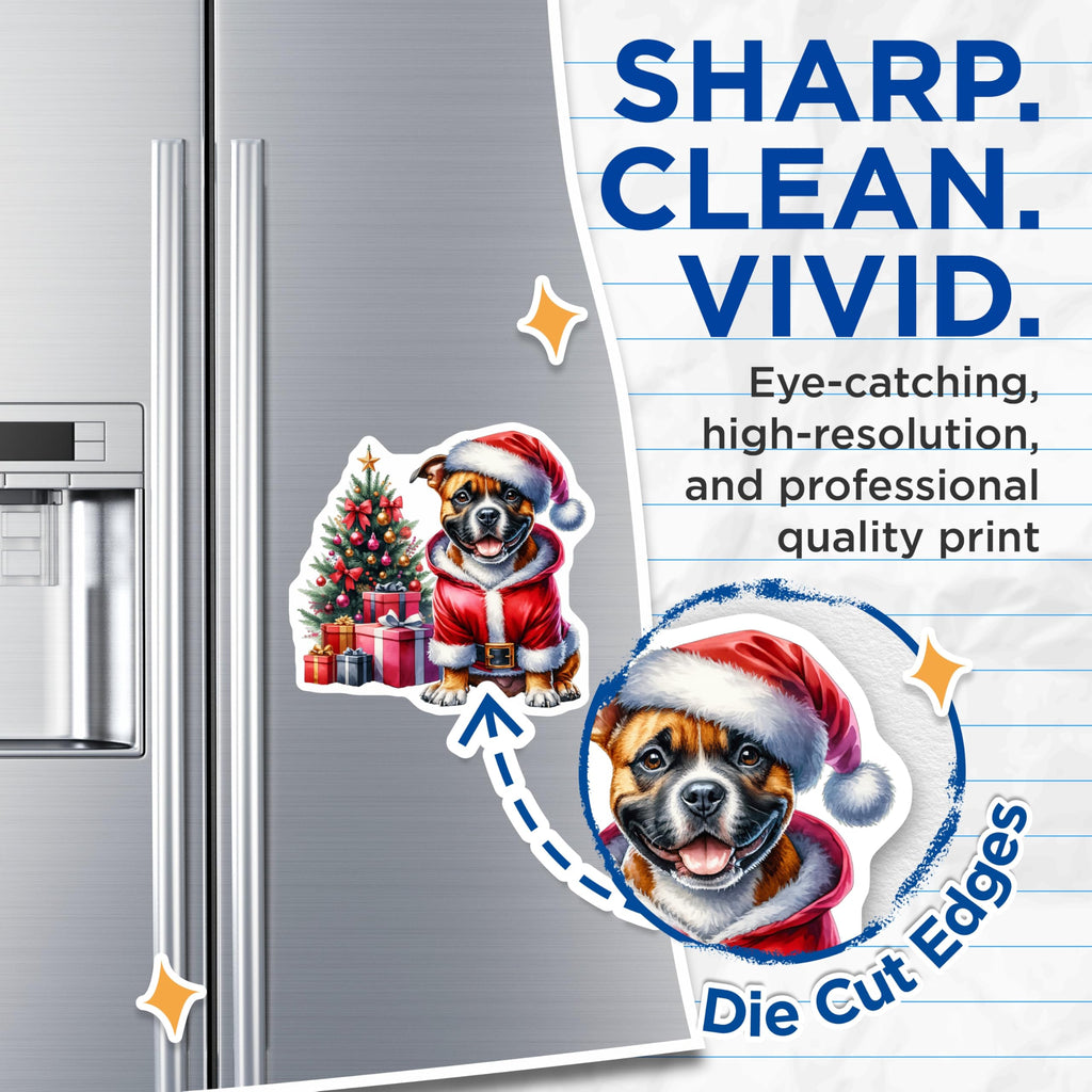 (2 Pack) Christmas Dog Magnets - Santa Puppy Decor - Holiday Pet Refrigerator - 5 Inches On Longest Side - Thick Durable Magnet - Made in USA - MAG27913