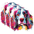 (3 Pack) Colorful Dog Decals - Springer Spaniel Art - Laptop Decal - 3 Inches On Longest Side - Easy Peel & Apply - Made in USA - 3MCS0727