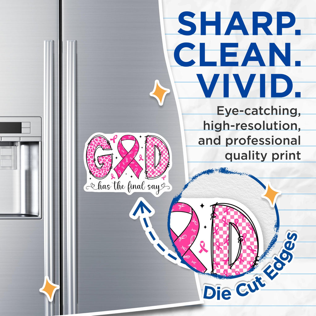 (2 Pack) God Has The Final Say Magnets - Breast Cancer Survivor - Inspirational Faith Decor - 5 Inches On Longest Side - Thick Durable Magnet - Made in USA - MAG26291