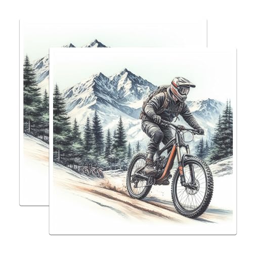 (2 Packs) Mountain Biking Riding in The Mountains Magnets - Mountain Biking - 5 Inches On Longest Side - Premium Magnet - for Fridges, Toolboxes, Cars - Made in USA - MAG2496