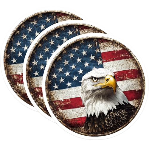 (3 Pack) American Eagle Decals - Patriotic Stickers - Laptop Decor - 3 Inches On Longest Side - Easy Peel & Apply - Made in USA - 3MCS0049