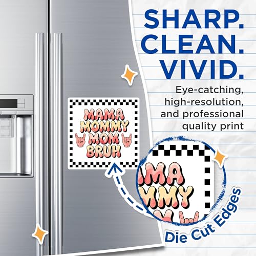 (2 Pack) Mama Mommy Mom Bruh Magnets - Funny Quote Unique Home - Inspirational Magnets - 5" On Longest Side - for Cars, Fridges, Toolboxes - Made in USA - MAG3916