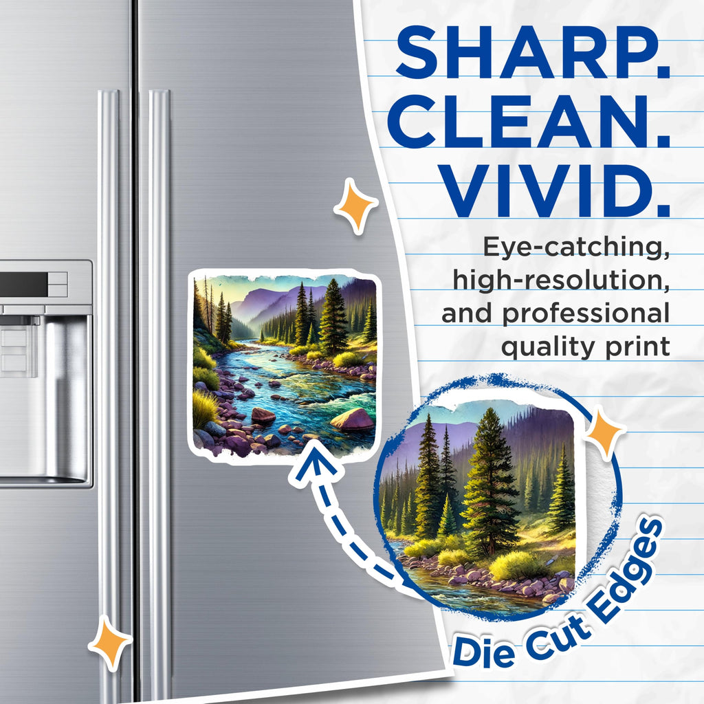 (2 Pack) River Magnets - Mountain Stream Decor - Landscape Art Fridge Magnets - 5" On Longest Side - Premium Magnet - for Cars, Refrigerators, Toolboxes, Lockers - Made in USA - MAG17413