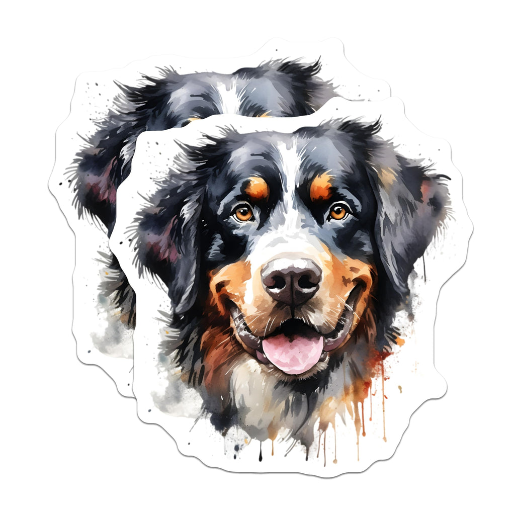 (2 Pack) Bernese Mountain Dog Magnets - Watercolor Berner Art - Happy Dog Fridge Decor - 5 Inches On Longest Side - Thick Durable Magnet - Made in USA - MAG29162