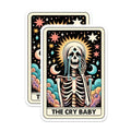 (2 Pack) Cry Baby Skeleton Stickers - Retro Skeleton Sticker - Emotional Skeleton Art Decals - 5" On Longest Side - Sticks to Smooth Flat Surfaces - Made in USA - BMCS5376