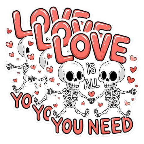(3 Pack) Love Skulls Decals - Funny Skulls - Laptop Decal - 3 Inches On Longest Side - Easy Peel & Apply - Made in USA - 3MCS1782