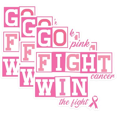(3 Pack) Go Pink Fight Cancer Decals - Breast Cancer Awareness - Laptop Decal - 3 Inches On Longest Side - Easy Peel & Apply - Made in USA - 3MCS1318