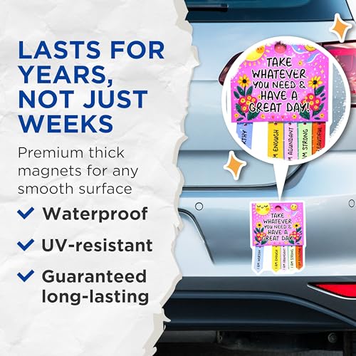 (2 Pack) Inspirational Quote Magnets - Positive Affirmation - Motivational Message for Office or Home - 5" On Longest Side - for Cars, Fridges, Toolboxes - Made in USA - MAG7502