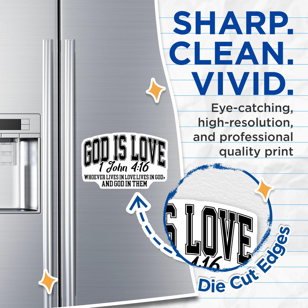 (2 Pack) God is Love Magnets - 1 John 4:16 Scripture Verse - Christian Faith Based Decor - 5 Inches On Longest Side - Thick Durable Magnet - Made in USA - MAG26510