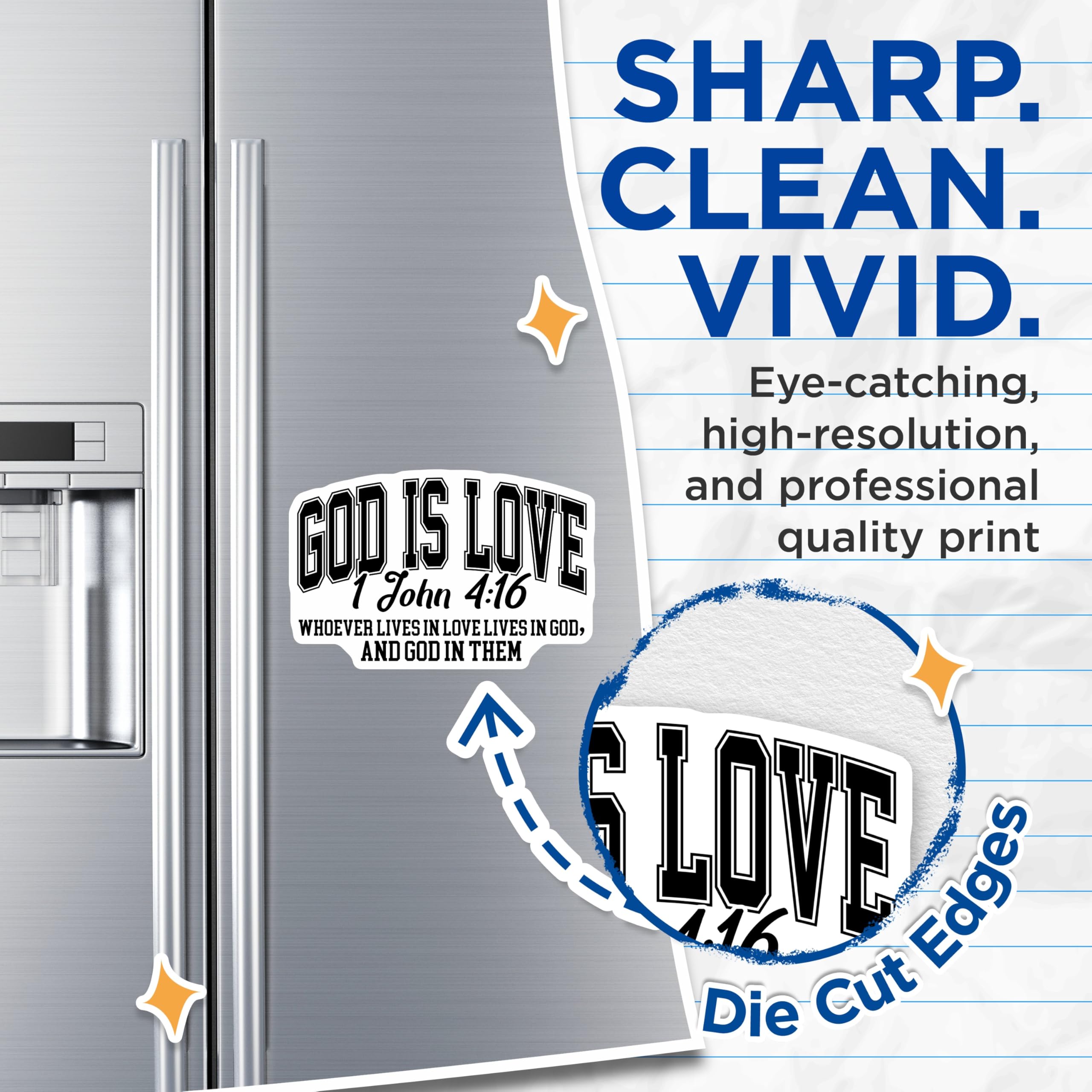 (2 Pack) God is Love Magnets - 1 John 4:16 Scripture Verse - Christian Faith Based Decor - 5 Inches On Longest Side - Thick Durable Magnet - Made in USA - MAG26510