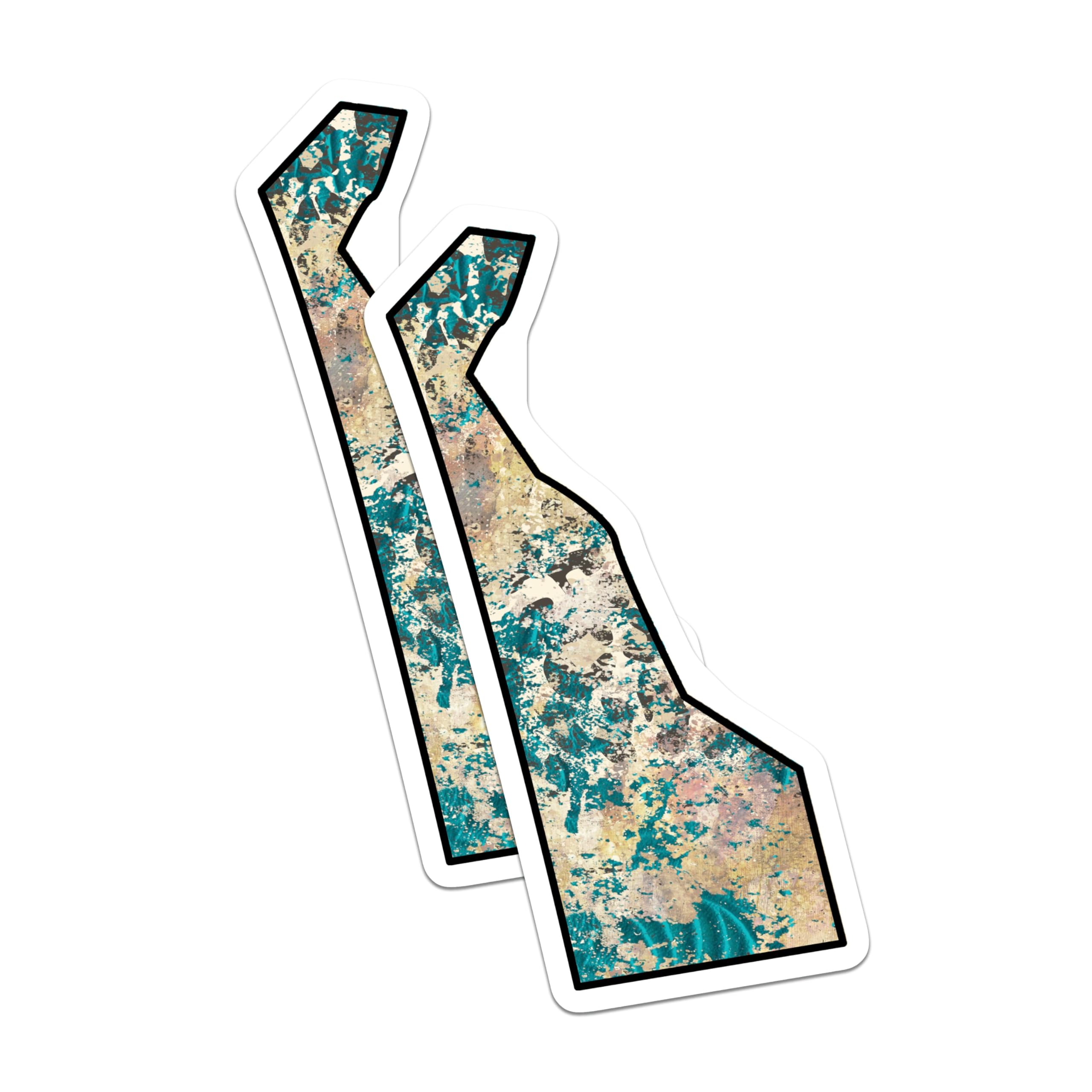 (2 Pack) Delaware State Magnets - Abstract Coastal Art - Unique State Outline Decor - 5 Inches On Longest Side - Thick Durable Magnet - Made in USA - MAG19025