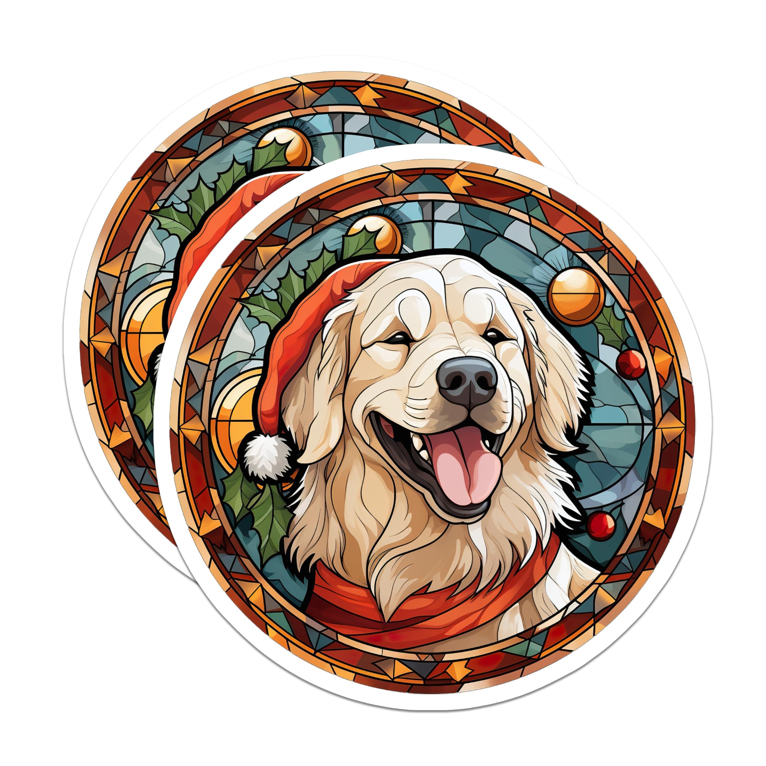 (2 Pack) Golden Retriever Christmas Magnets - Holiday Dog Decor - Pet Lover Fridge Art - 5 Inches On Longest Side - Thick Durable Magnet - Made in USA - MAG28100