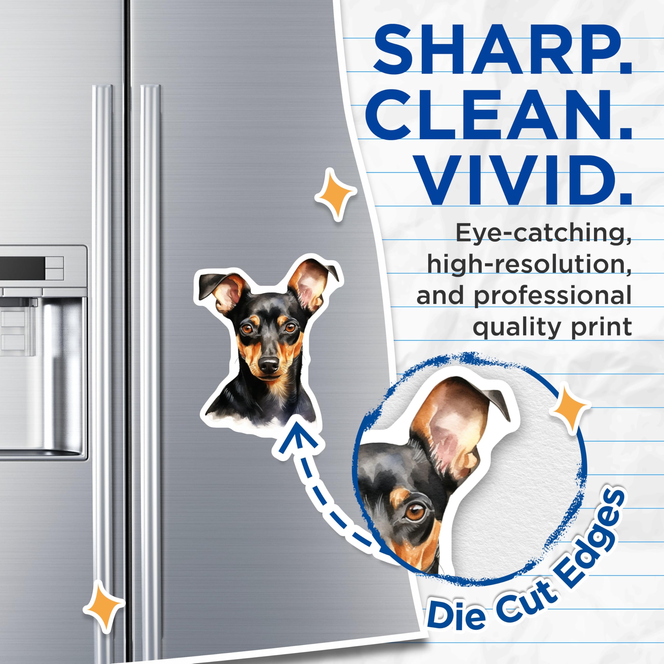 (2 Pack) Miniature Pinscher Magnets - Min Pin Dog Lover Decor - Pet Parent Kitchen Magnets - 5 Inches On Longest Side - Thick Durable Magnet - Made in USA - MAG25500