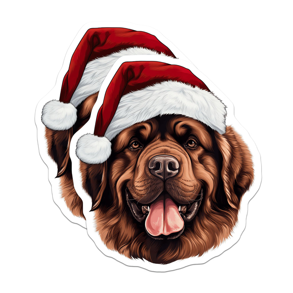 (2 Pack) Newfoundland Dog Magnets - Christmas Santa Hat Pet Decor - Large Breed Animal Fridge Magnets - 5 Inches On Longest Side - Thick Durable Magnet - Made in USA - MAG27559