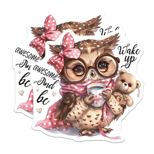 (2 Pack) Cute Owl Magnets - Wake Up Awesome Magnet - Cute Animal Magnets - 5" On Longest Side - for Cars, Fridges, Toolboxes - Made in USA - MAG4360